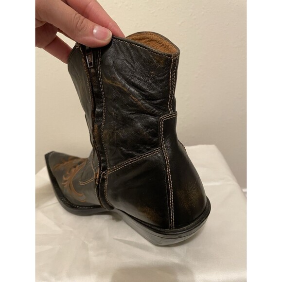 Ferrato Western Low Cut Ankle Boots Mens Cowboy Stitched Sz 8 Pointed Toe - Picture 10 of 11